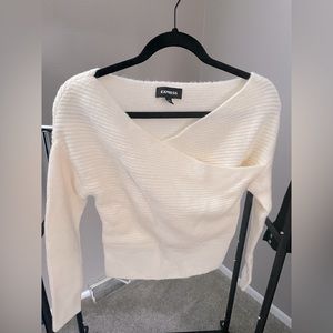 Express Cream Off Shoulder Sweater